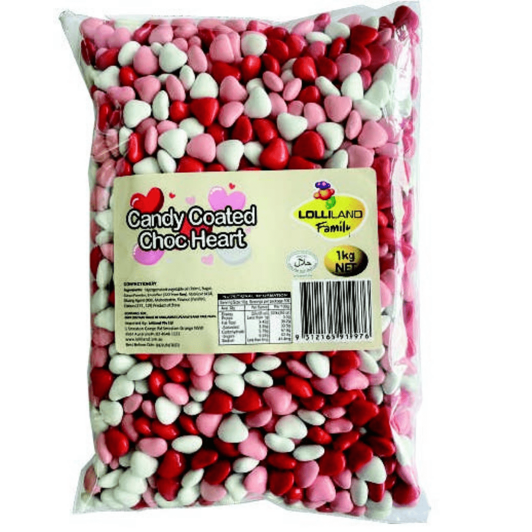 Chocolate Coated Hearts 1kg