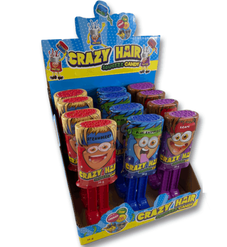 Crazy Hair Squeeze Candy 12x36g