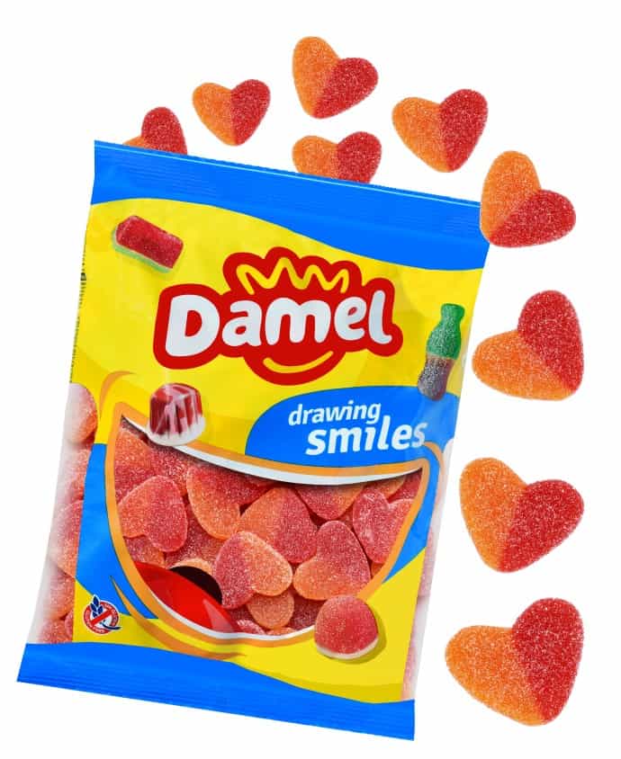 Damel Gummy Hearts red and yellow 1kg