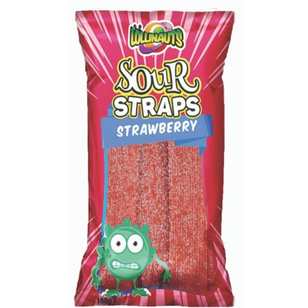 Lollinauts Strawberry Sour Straps 12x160g