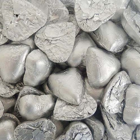 Matt Silver Chocolate Hearts 1kg