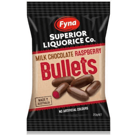 Milk Chocolate Raspberry Liquorice Bullets 1kg