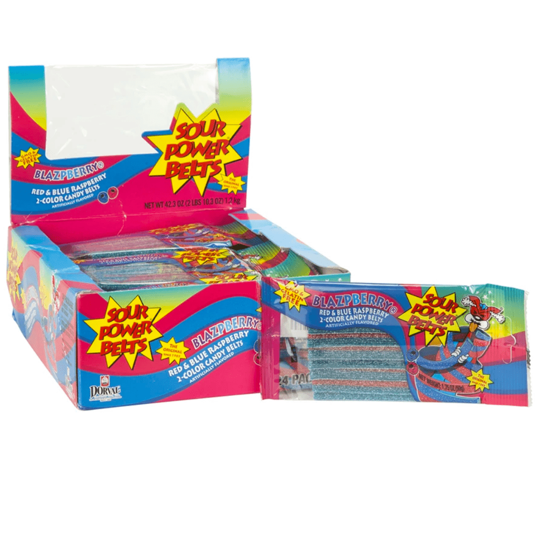 Sour Power Belts Bazpberry 24x50g