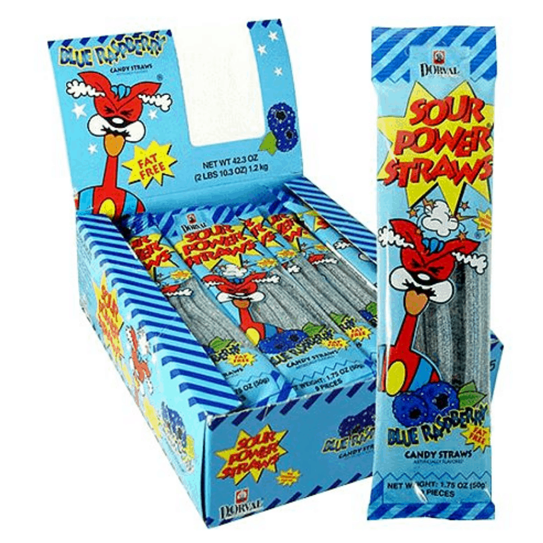 Sour Power Straws Blue Raspberry 24x1.2kg