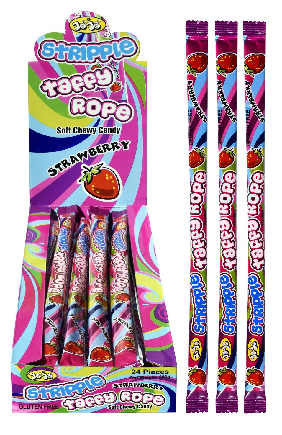 Stripple Taffy Rope Strawberry 24pieces