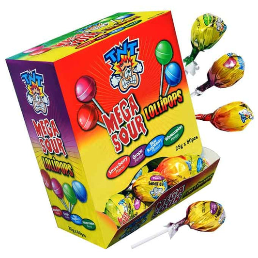 TNT Mega Sour Lollipop 80x25g