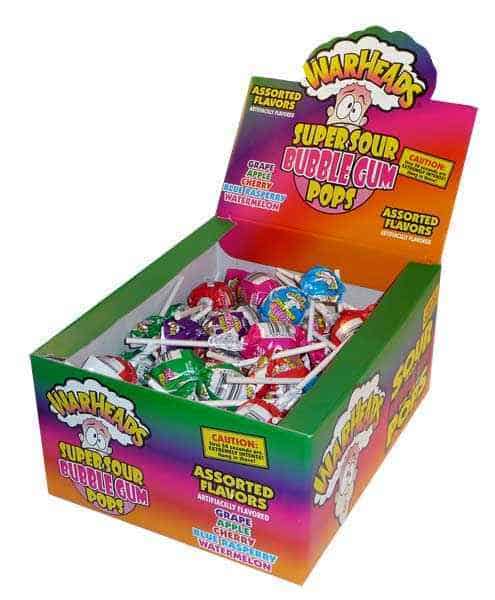 Warheads Bubble Gum Pops 100pieces